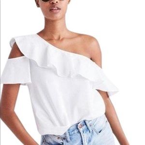 NWOT Madewell Ruffle One Shoulder Blouse